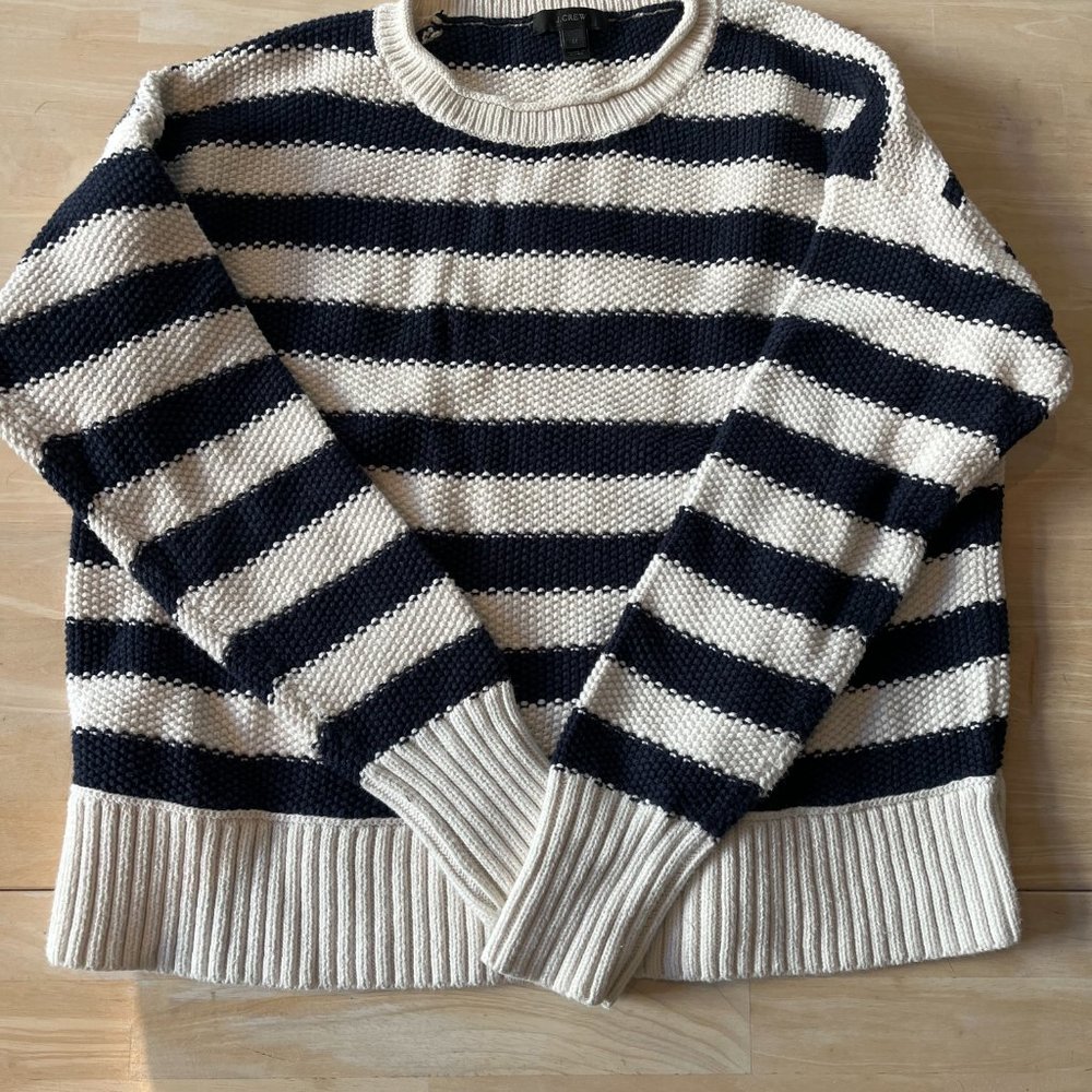 J.Crew cotton striped sweater sz M rollneck